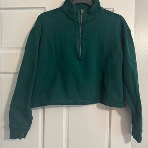 Girlfriend Collective Forest Green Half-Zip Sweater